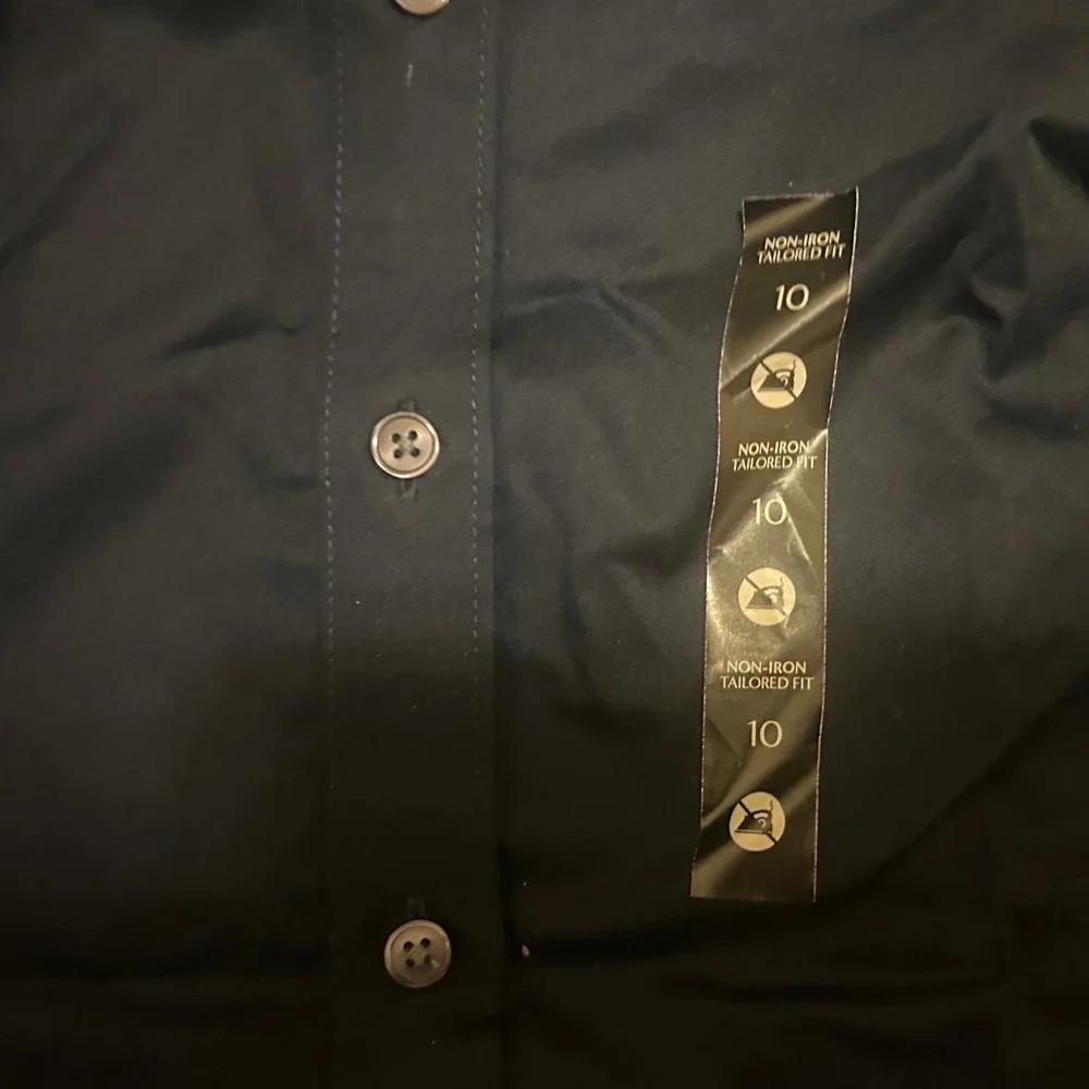 Banana Republic Mens‎ Non Iron Tailored Fit Navy Button Down Dress Shirt Size 10